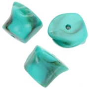 Cuentas acrílicas opacas irregulares 16x20 mm - Turquesa jaspeado x4