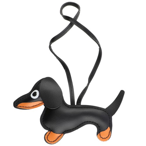 Colgante perro Teckel 14x8 cm para bolso joyería - PU - Negro x1