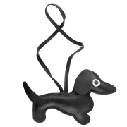 Colgante perro Teckel 14x8 cm para bolso joyería - PU - Negro x1