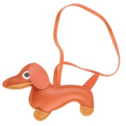 Colgante Perro Teckel 14x8 cm para bolso bisutería - PU - Naranja x1