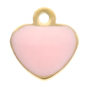Breloques coeur 5.5x5 mm avec résine époxy - Acier inox 304 Doré - Rose clair x4