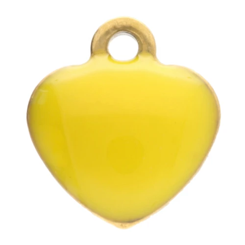 Dijes corazón 5,5x5 mm con resina epoxi - Acero inoxidable 304 Dorado - Amarillo x4