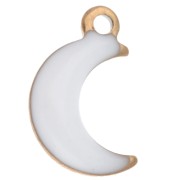 Dije de luna 9x5 mm con resina epoxi - Acero inoxidable 304 Dorado - Blanco x4