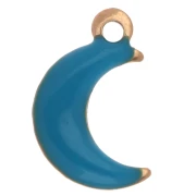 Dije de luna 9x5 mm con resina epoxi - Acero inoxidable 304 Dorado - Azul x4