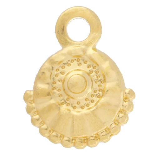 Dije étnico redondo 10 mm - Dorado con oro fino x1