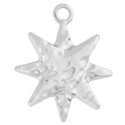 Dije Estrella del Norte martillada 16 mm - Chapado plateado fino envejecido x1