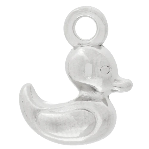 Dije de pato 15x12 mm - Chapado plateado fino envejecido x1
