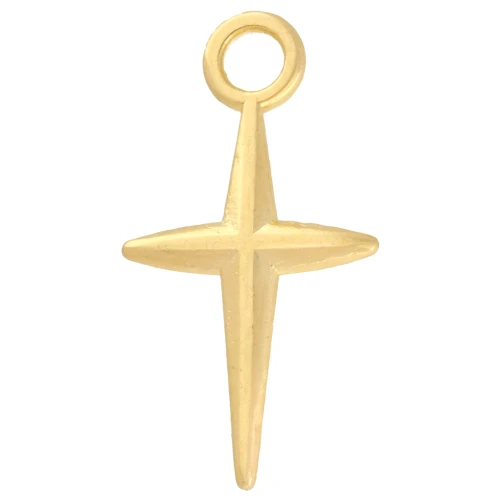 Dije de cruz 19,5x10 mm - Dorado con oro fino x1