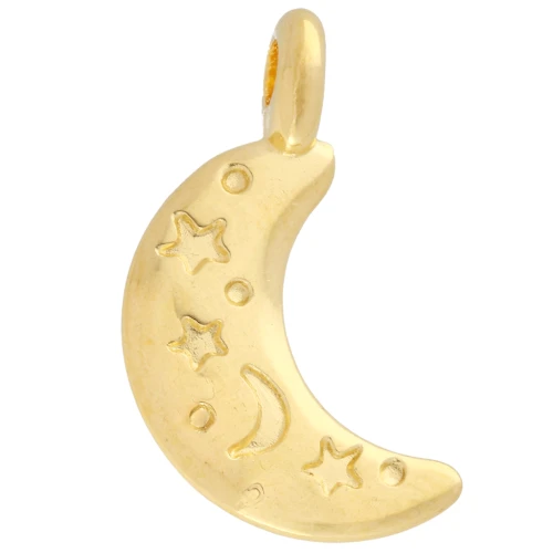Dije Motil estrella y luna 19x10 mm - Dorado con oro fino x1