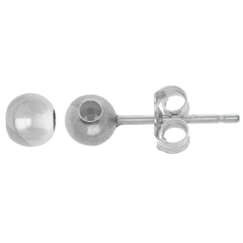 Ganchos pendientes 4 mm con tapón - Plata 925 x2