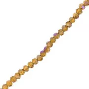 Cuentas facetadas redondas - aplanadas redondas - 3,5x3 mm Topacio x34cm