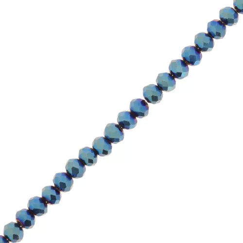 Cuentas facetadas redondas - aplanadas redondas - 4x3,5 mm Iris azul x35cm