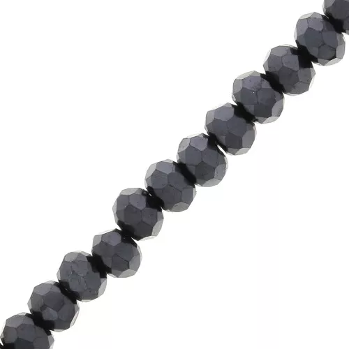Redondas planas facetadas 3.5x2.7 mm Jet Hematite x40cm