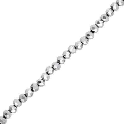 Cuentas facetadas redondas - redondas aplanadas - 4,5x3,5 mm Plata x38cm