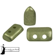 Crystal - Perles en verre Piros® par Puca® 2x5 mm - Metal Shine Olivine x10g Perles en verre Piros® par Puca® 2x5 mm - Metal Shine Olivine x10g