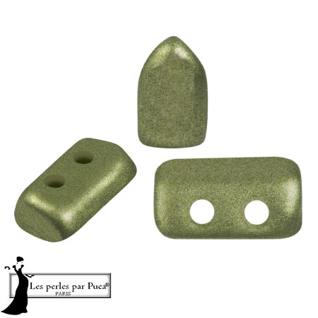 Cuentas de cristal Piros® by Puca® 2x5 mm - Metal Shine Olivine x10g