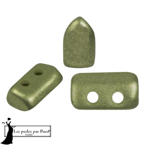 Cuentas de cristal Piros® by Puca® 2x5 mm - Metal Shine Olivine x10g