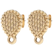 Ganchos pendientes texturizados 14x9 mm - Dorado x2