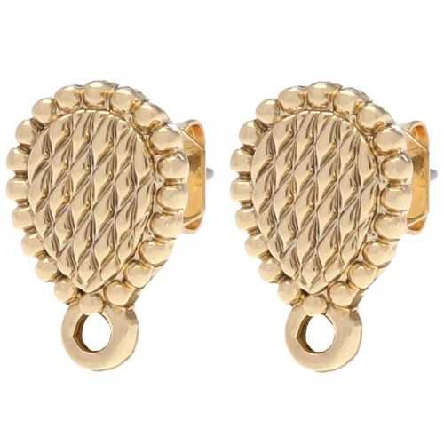 Ganchos pendientes texturizados 14x9 mm - Dorado x2