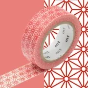 Masking Tape 15 mm Estrellas Rojo Asanoha Shuaka x10m