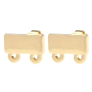 Ganchos pendientes rectángulo 7.5x11 mm 2 aros - Dorado x2
