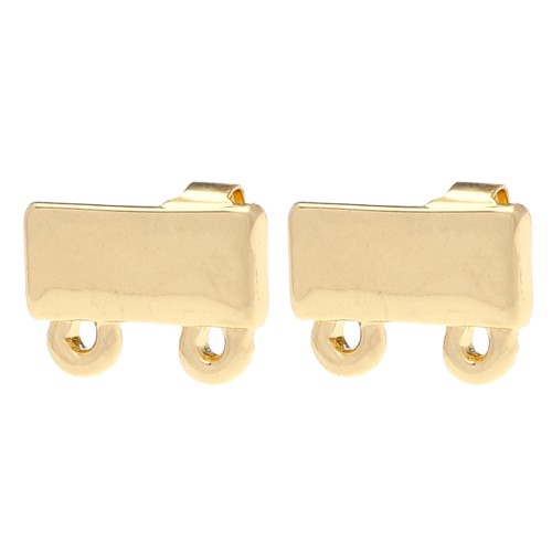 Ganchos pendientes rectángulo 7.5x11 mm 2 aros - Dorado x2