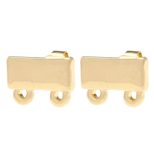 Ganchos pendientes rectángulo 7.5x11 mm 2 aros - Dorado x2