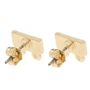 Ganchos pendientes rectángulo 7.5x11 mm 2 aros - Dorado x2