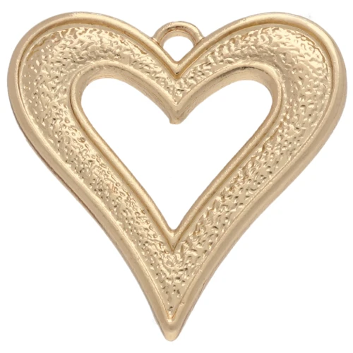 Colgante corazón calado con textura 30x28 mm - Dorado x1
