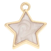 Dije de estrella 14x12 mm con resina epoxi - Dorado - Blanco nacarado x1