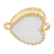 Entrepieza de núcleo texturado 14x12 mm con resina epoxi - Dorado - Blanco nacarado x1|raw }}