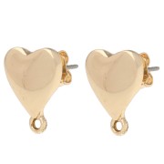 Ganchos pendientes corazón 14x11 mm con anilla cerrada - Dorado x2