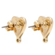 Ganchos pendientes corazón 14x11 mm con anilla cerrada - Dorado x2