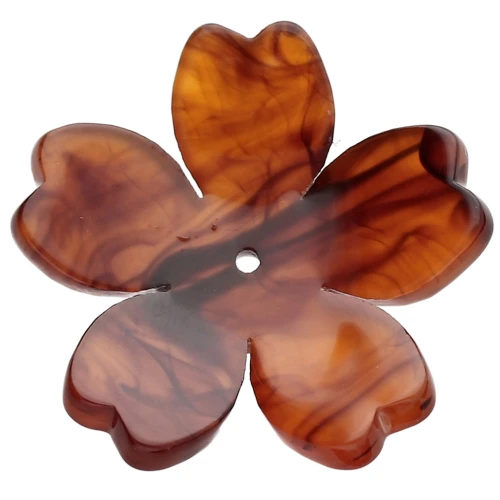 Colgante Flor de acetato de 25 mm - Marrón oscuro jaspeado x1