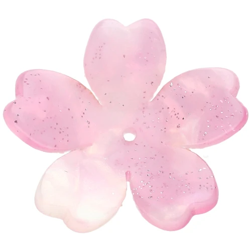 Colgante flor acetato 25 mm - Jaspeado rosa - Purpurina blanca nacarada x1