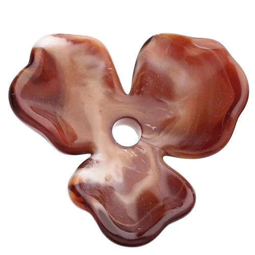 Colgante Flor de acetato de 23,5 mm - Mármol chocolate x1