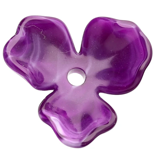 Colgante Flor de Acetato 23,5 mm - Mármol Violeta Oscuro x1