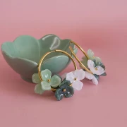 Colgante Flor de Acetato 23,5 mm - Mármol Rosa Claro x1