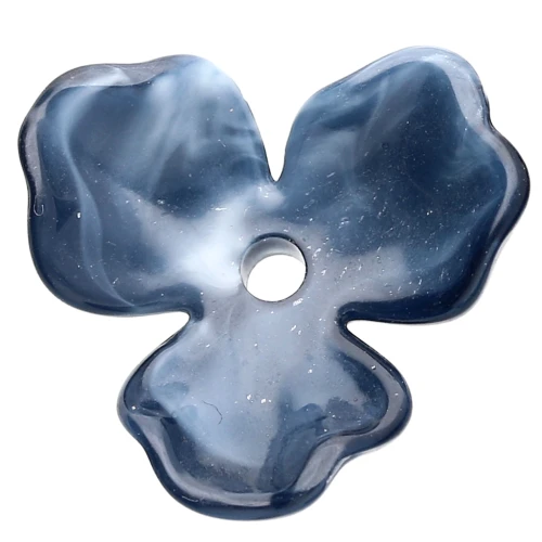 Colgante Flor de Acetato 23,5 mm - Mármol Azul Oscuro x1
