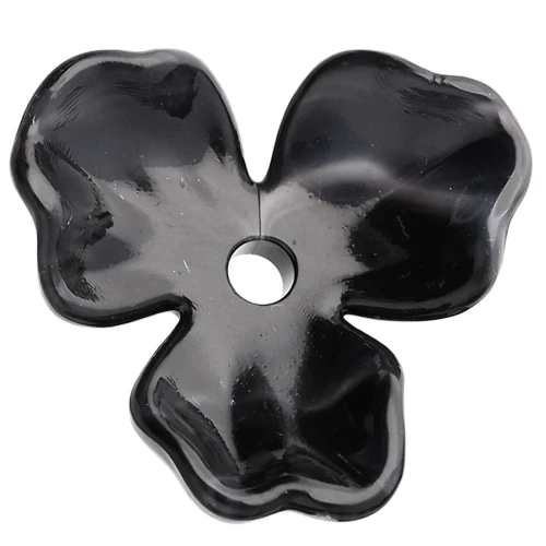 Colgante Flor de acetato de 23,5 mm - Mármol negro x1