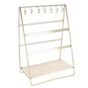 Joyero - Expositor de joyas 30x20,5 cm en metal Dorado y ante Beige x1|raw }}