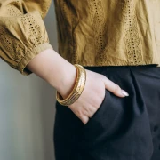 Pulsera brazalete de 68 mm - 20 mm de ancho - Acero inoxidable Dorado 304 x1