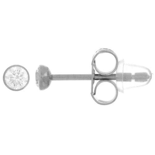 Ganchos pendientes redondos 3 mm con óxido de circonio - acero inoxidable 304 x2