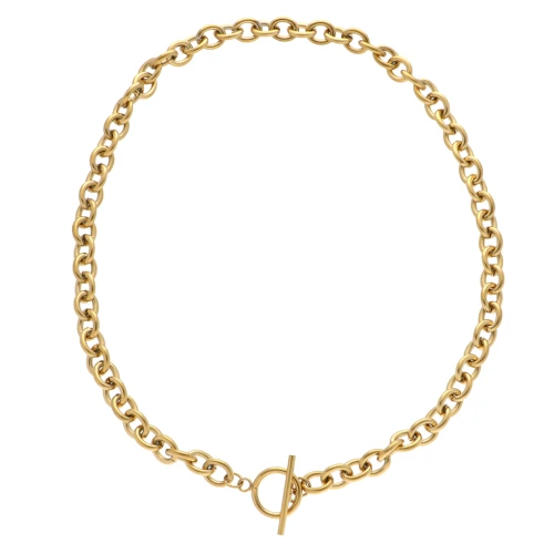 Collar de eslabones de cadena de 8 mm con Cierre en T - Acero inoxidable 304 Dorado x45cm