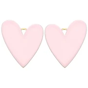 Colgantes corazón 38x30 mm con resina epoxi - Acero inoxidable 304 Dorado - Rosa x2