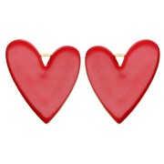 Colgantes corazón 38x30 mm con resina epoxi - Acero inoxidable 304 Dorado - Rojo x2|raw }}