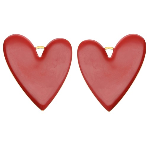 Colgantes corazón 38x30 mm con resina epoxi - Acero inoxidable 304 Dorado - Brick x2