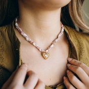 Collar trenzado de acero inoxidable 304 Dorado - blanco - rosa x40 cm