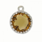 Colgante facetado 12 mm rodiado/Light Smoked Topaz x1