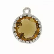 Colgante facetado 12 mm rodiado/Light Smoked Topaz x1
